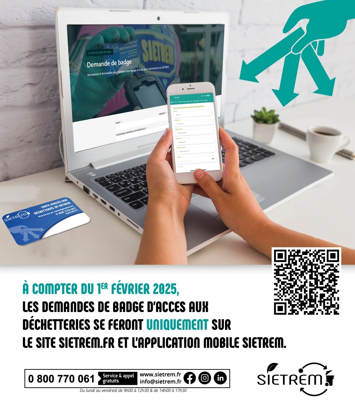 SIETREM :  Nouveau ! Demandes de badge d’accès aux déchetteries en ligne