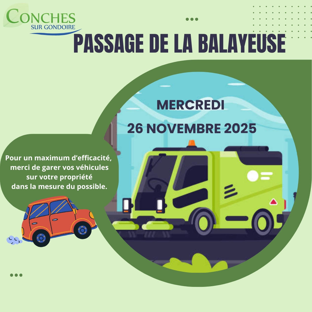 Passage de la balayeuse mercredi 26 novembre